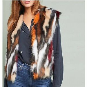 NWT Anthropologie Rose Niera Faux Fur Vest